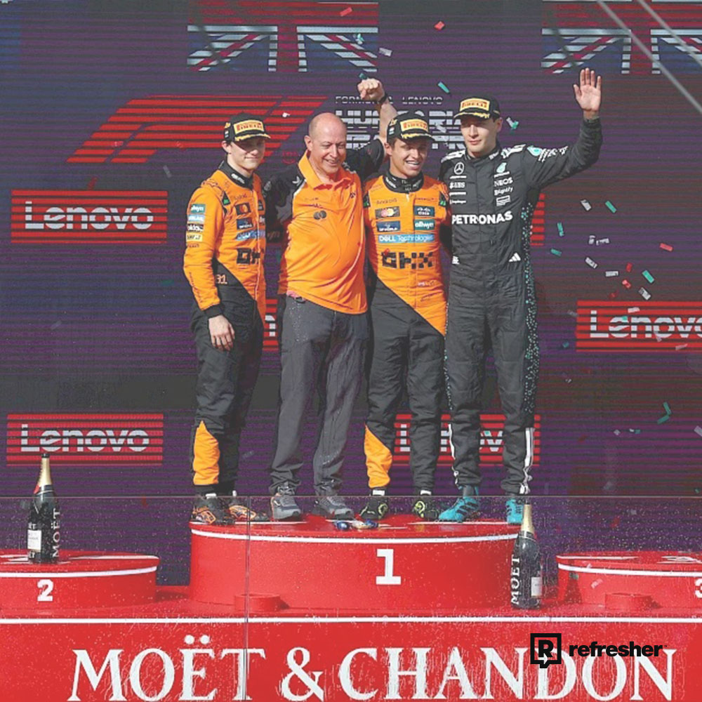 Buborékok a győzelemért: Moët & Chandon pezsgővel ünnepeltek a Magyar Nagydíj dobogóján